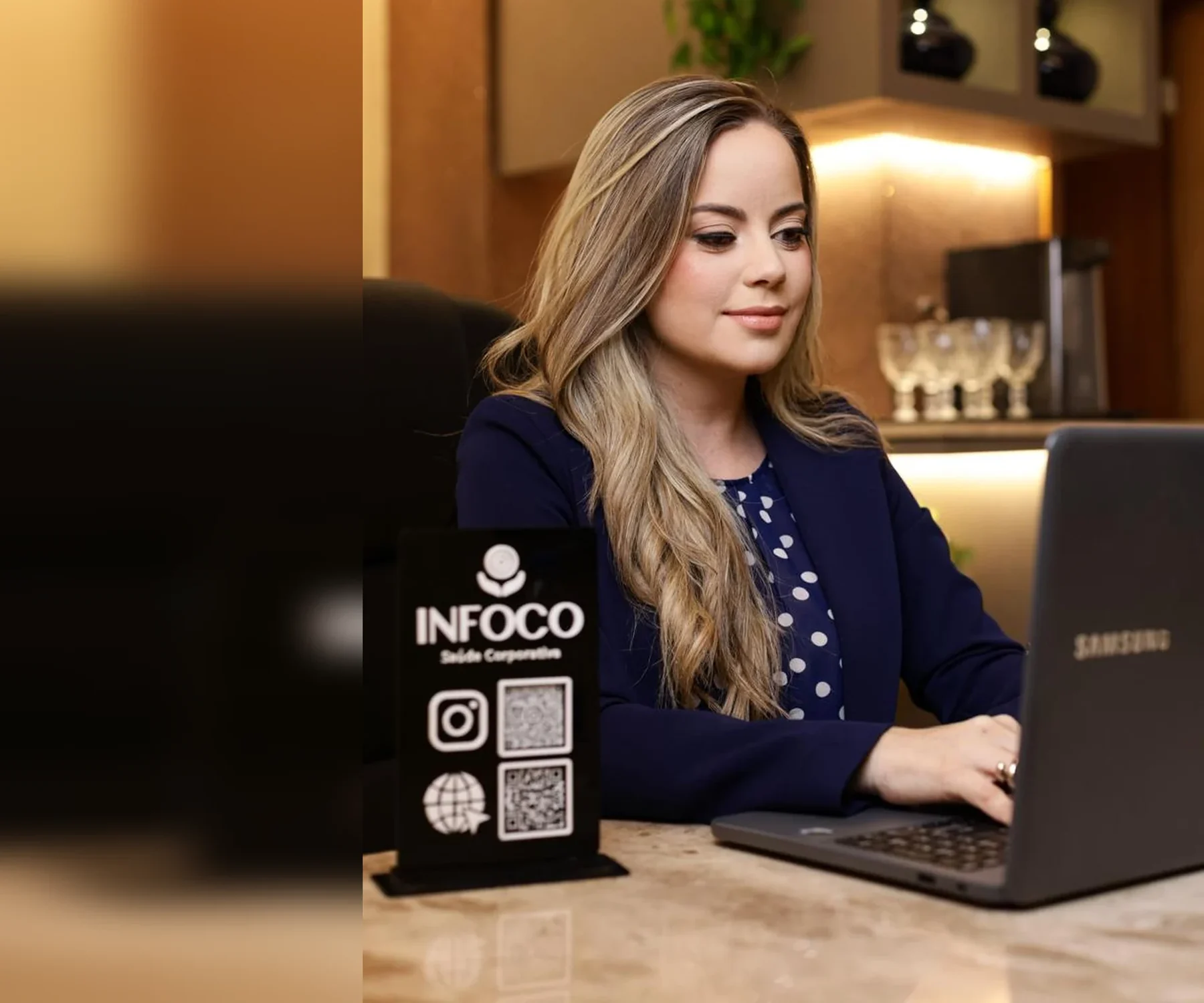 Marjorie Vaz, CEO da INFOCO Saúde Corporativa, no escritório da empresa em Goiânia